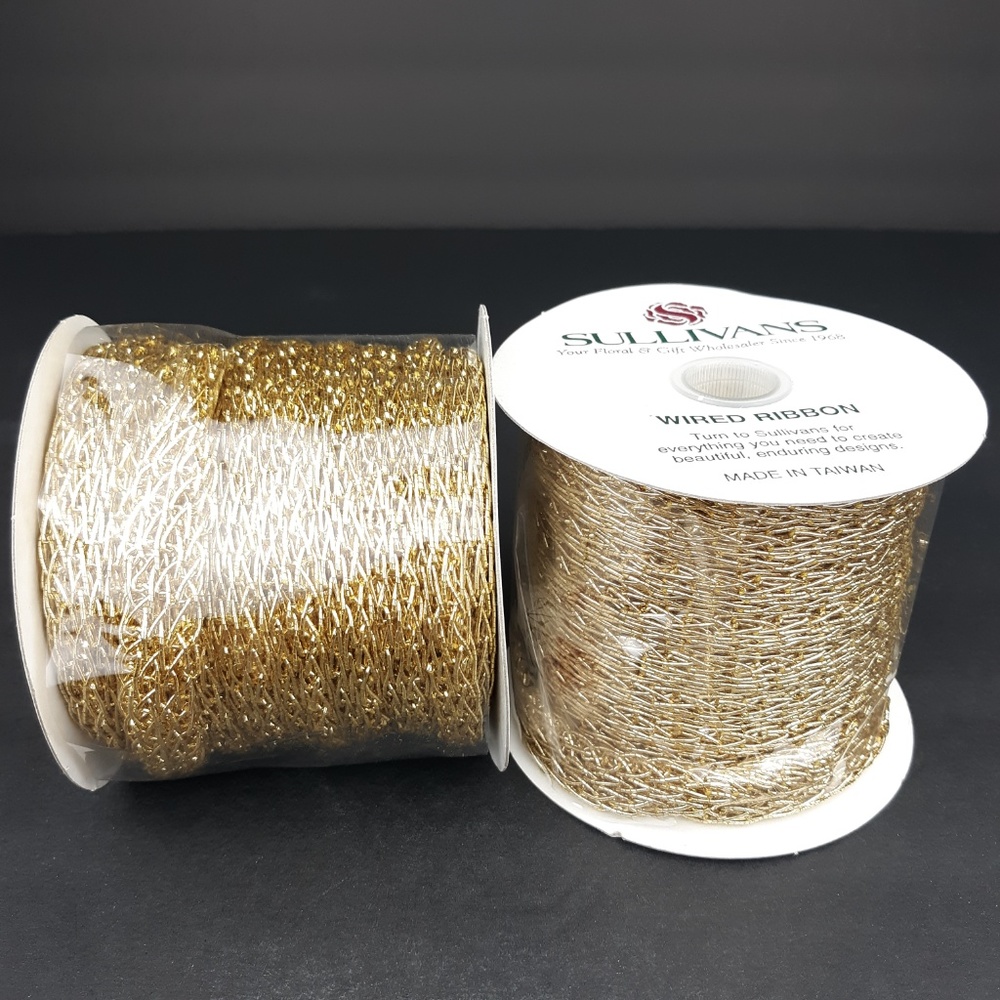 Sullivans Gold Color Wired Rope Chain Ribbon 10 Yd - Picture 2 of 8